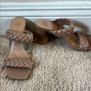 A New Day Women's Tan Braided Heeled Sandals